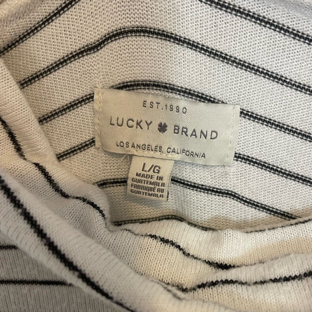 White and black striped oversized turtleneck